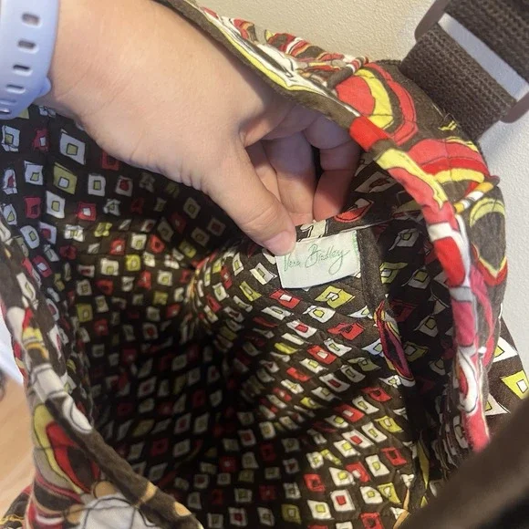 Messenger Bag in‎ Brown Fall Paisley Vera Bradley Zipper Pockets Crossbody - Picture 8 of 11
